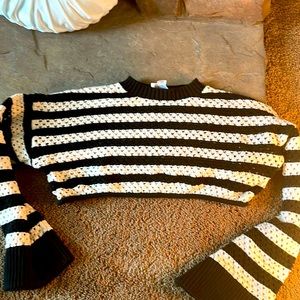 Striped Black and White Women's Top